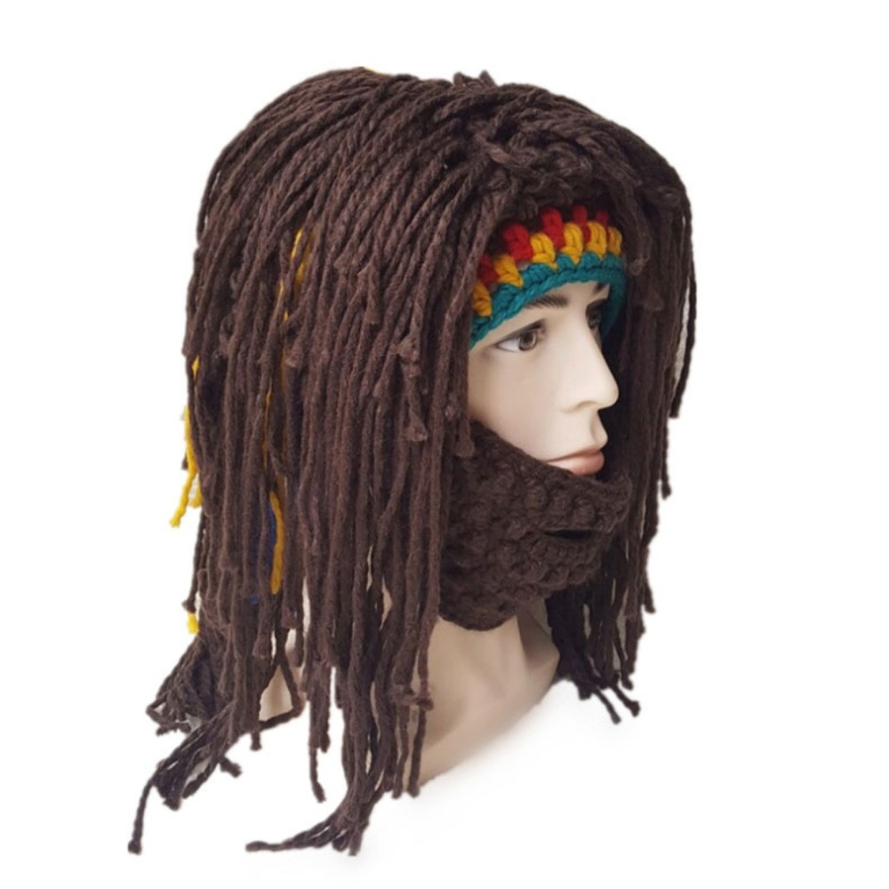 Halloween Costume Knit Mask Wig Beard Hat - Picture 6 of 6